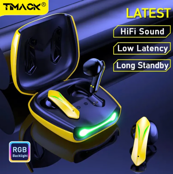 Wireless Gaming Earbuds with Bluetooth 5.0 | Deep Bass, Touch Controls & LED Display Charging Case | Long Battery Life for Music, Calls & Gaming