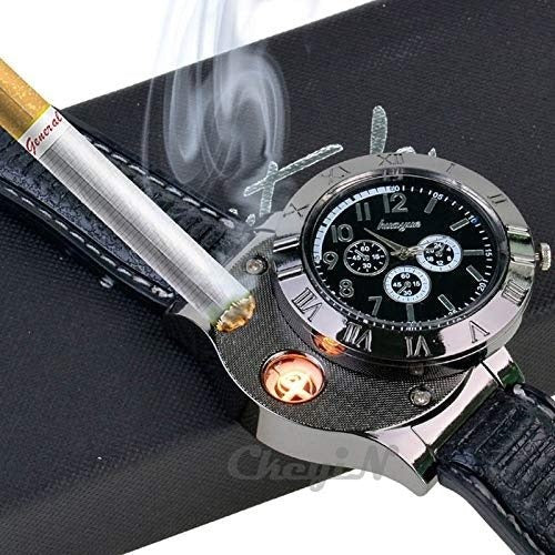 New Military USB Lighter Watch for Men | Windproof Rechargeable Lighter with Stylish Wristwatch Design | Unique Gift with USB Charging & Gift Box