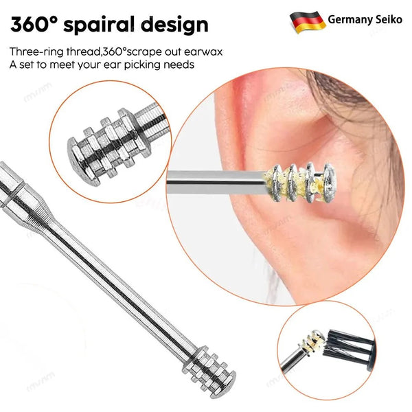 Stainless Steel Ear Pick Set with Keychain Case – Portable Earwax Removal Kit with Multiple Tips, Travel-Friendly Capsule Design